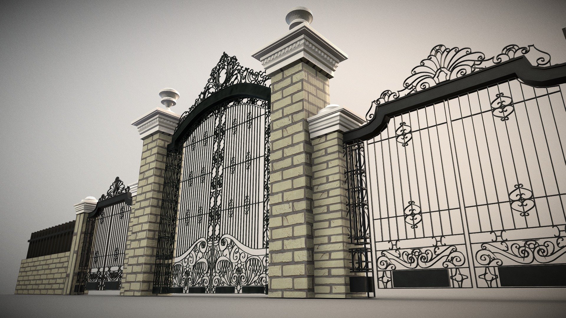 My recreation of The mansion gate in Baguio City - The Mansion Gate - Download Free 3D model by finaltouch_1a 3d model