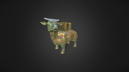 Ornate Cow cow, ornate, goofy, chinese, statue, golden, gold, ornatment