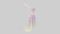 Butterfly Wings Strapless Spring Dress cute, princess, white, purple, girls, wings, flowers, long, spring, butterfly, pink, fairy, summer, dress, queen, beautiful, costume, womens, dreamy, outfit, fairytale, pbr, low, poly, female, fantasy, anime, strapless, embelished