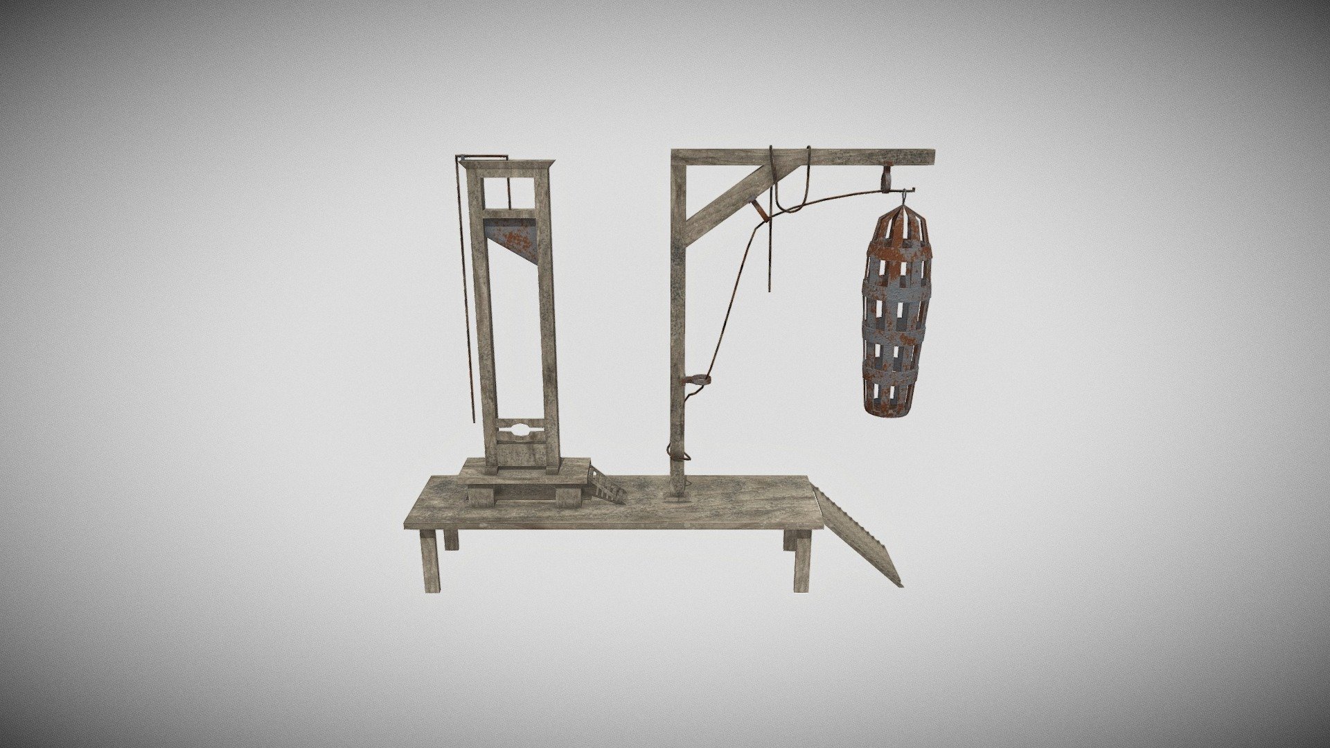 guillotina y celda generio para entornos medievales - Guillotina Y Celda Medieval Fbx - 3D model by spawnsito 3d model