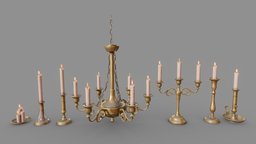 Candle Holder and Chandelier Pack victorian, vintage, pack, antique, candle, collection, candles, candlestick, chandelier, realistic, old, bundle, game-ready, candlelight, game-asset, assetpack, candle-holder, candlestand, low-poly, blender, pbr, substance-painter
