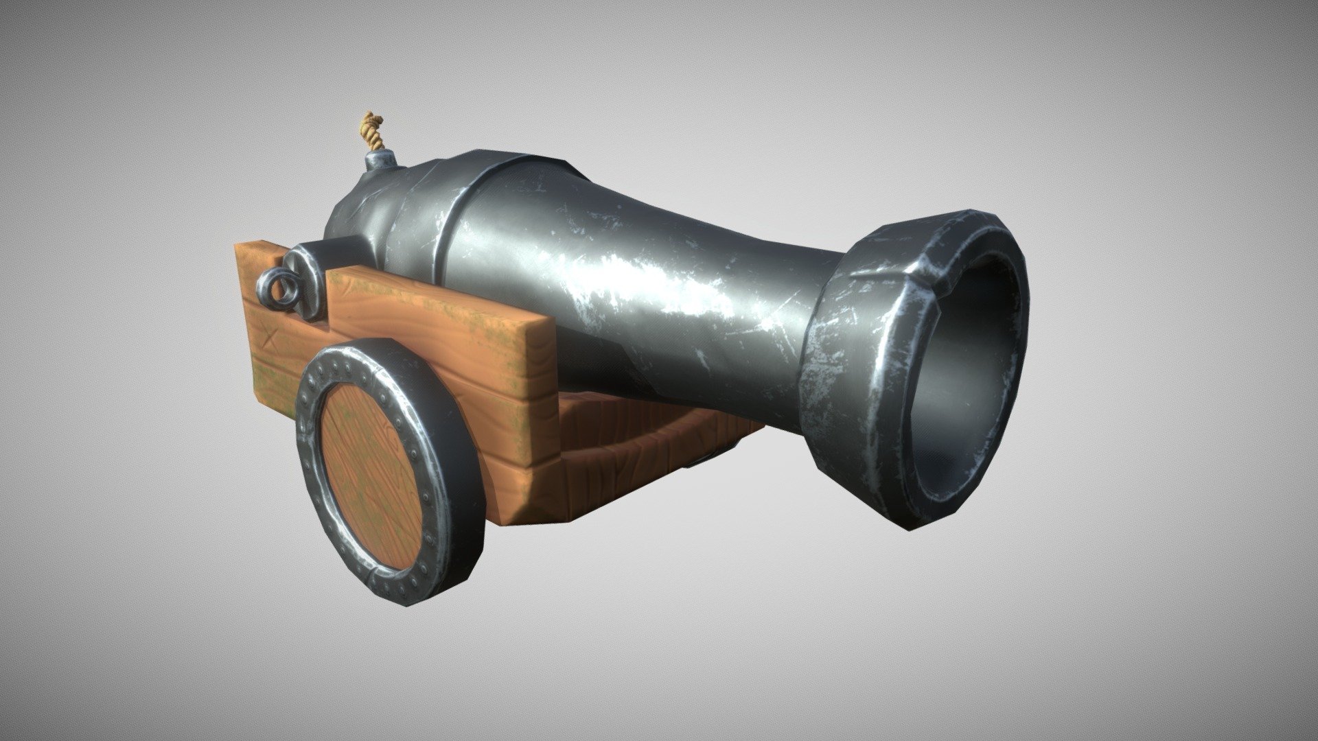 Stylized mounted cannon game ready model 3d model