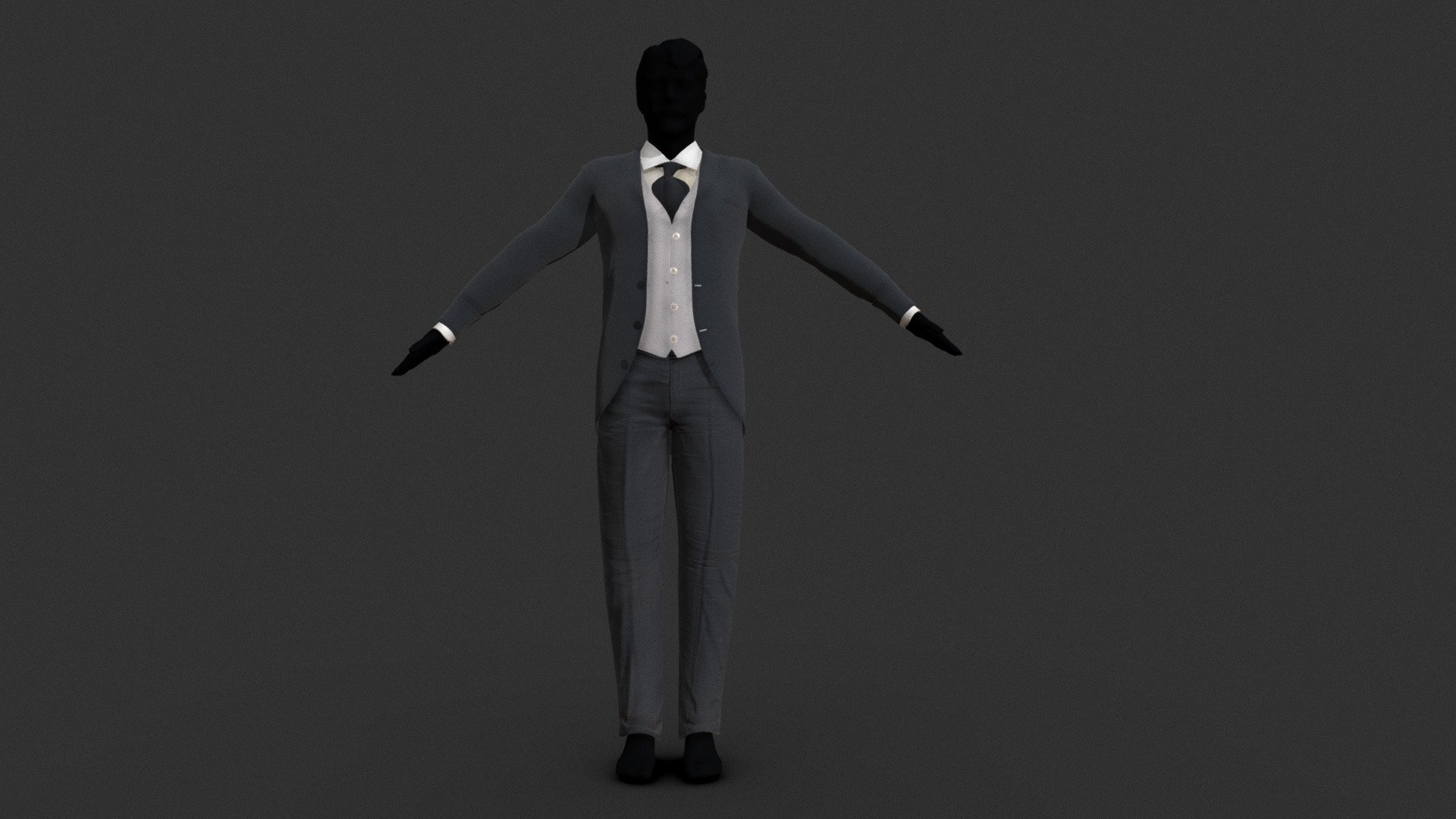 Grey worn and soiled suit for a gentleman in the Victorian period 3d model