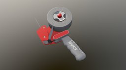 Tape Dispenser (Low poly) tape, work, grey, dispenser, tool, strong, duct, sticky, gun, factory, industrial
