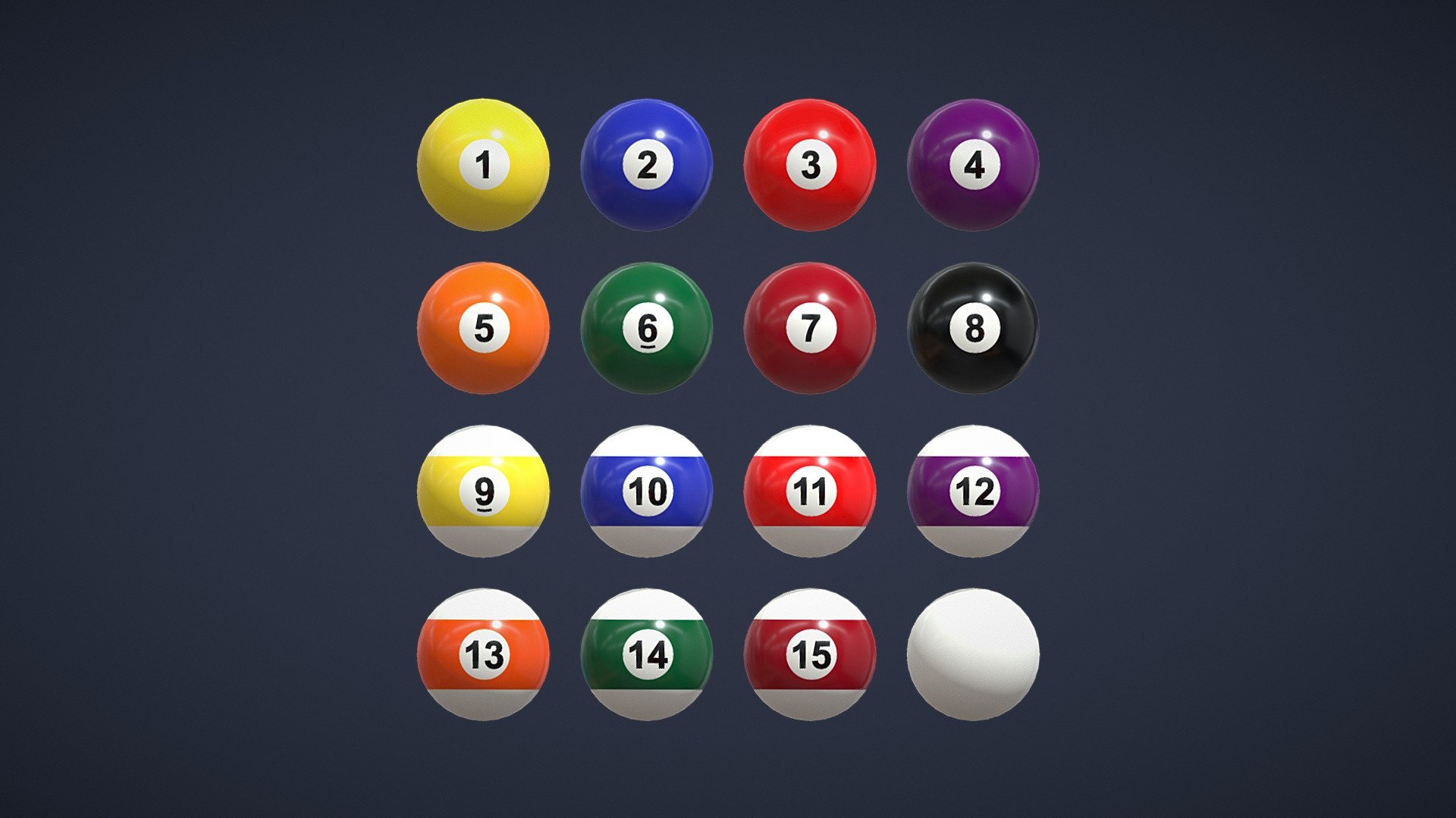 Set of billiard balls

Pack include:

Balls 1-15




LOD0 - 3 072 tris

LOD1 - 768 tris

LOD2 - 192 tris

Diffuse 2048 x 2048 PNG textures

AR / VR / Mobile ready - Billiard Balls Set - Buy Royalty Free 3D model by Andrii Sedykh (@andriisedykh) 3d model