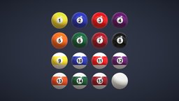 Billiard Balls Set toy, set, 8, balls, equipment, table, pool, eight, snooker, billiard, cue, cueball, game, sport, ball