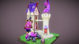 Essential Oil Factory houses, blender, gameart, stylized, fantasy, factory
