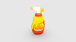 Orange flavor detergent household, cook, can, dish, clean, bubble, spray, kitchen, cleaning, health, watering, soap, kitchenware, hygiene, lowpolymodel, sprinkling, soak, handpainted, cartoon, stylized, dishwashing