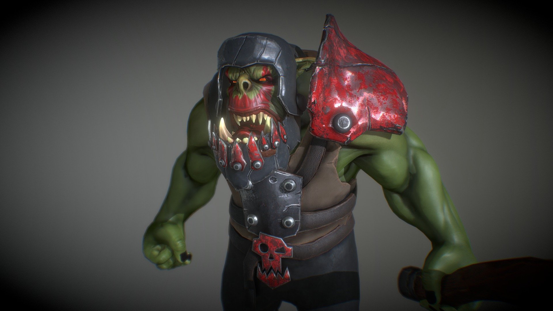 A low poly model made in Blender and 3D Coat from scratch, still a kinda WIP but the base is done, hopefully I will be able to make a lot more of em boyz!! - Ork_Final - 3D model by EstebanSalazar 3d model