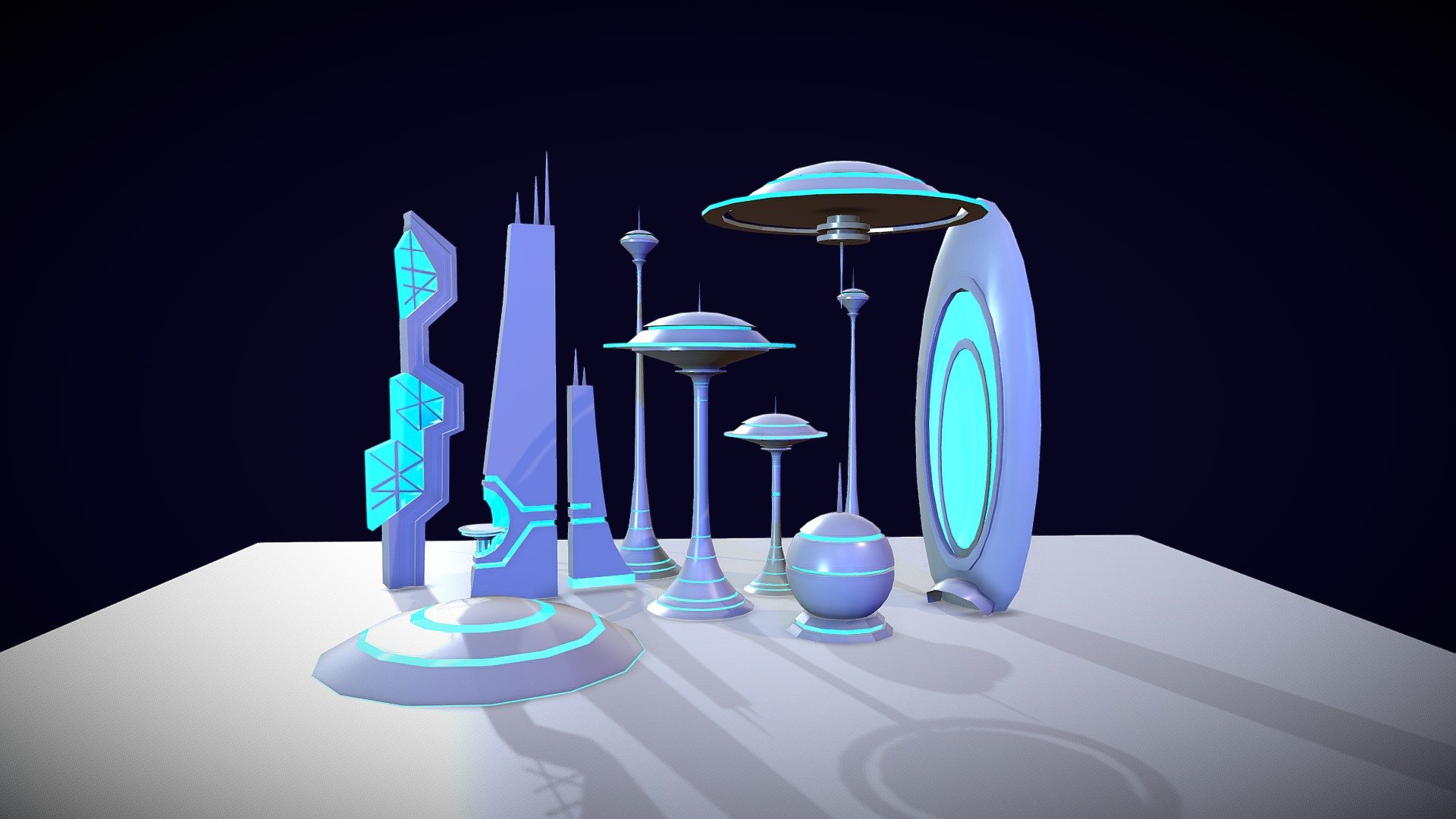 Futuristic buildings - 3D model by Rawan Elhadad (@rawanelhadad22) 3d model
