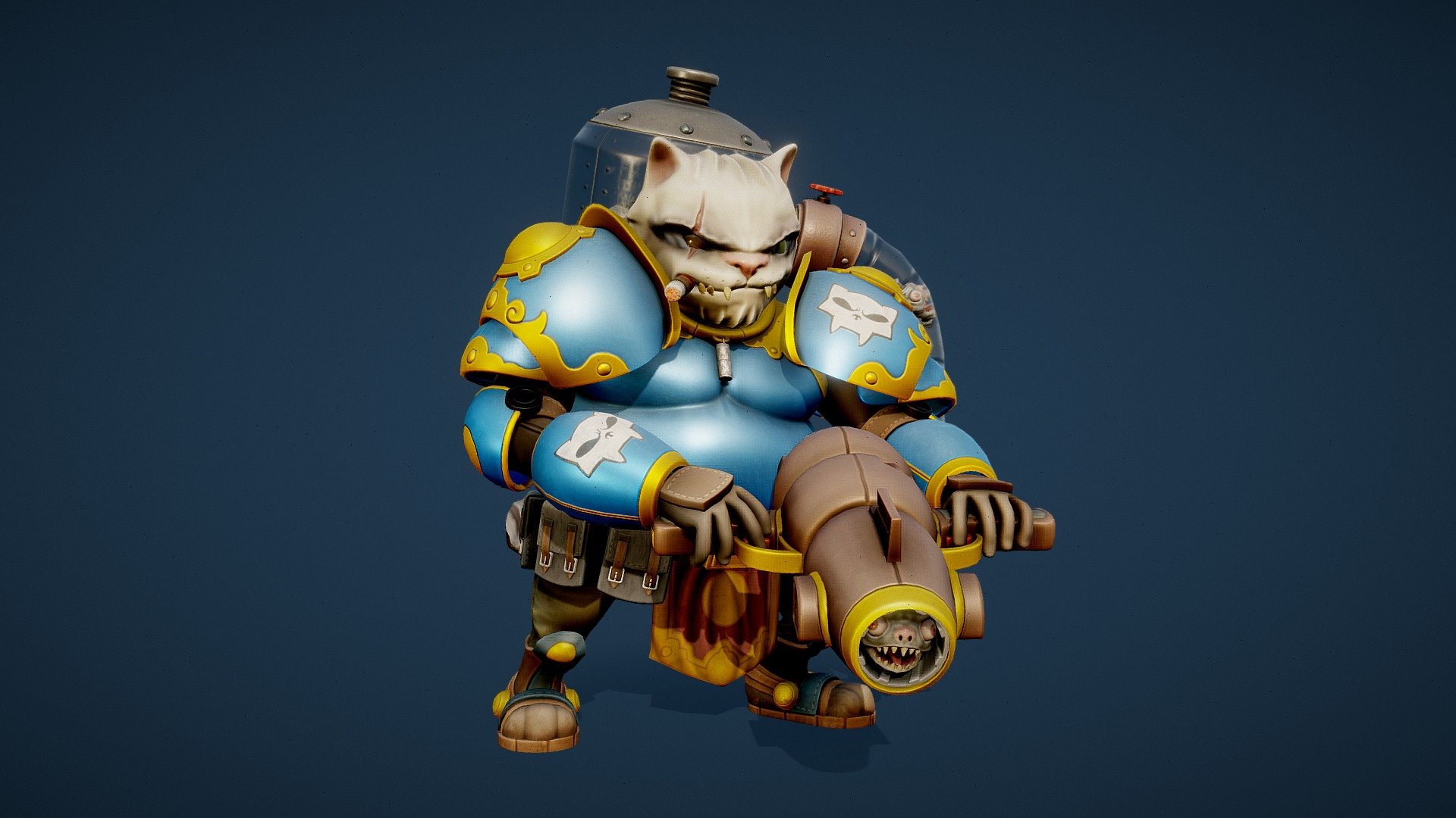 Animated 3D character based on the cat marine concept by Gerrit Willemse. 

Made with 3ds Max, ZBrush and Substance Painter 3d model