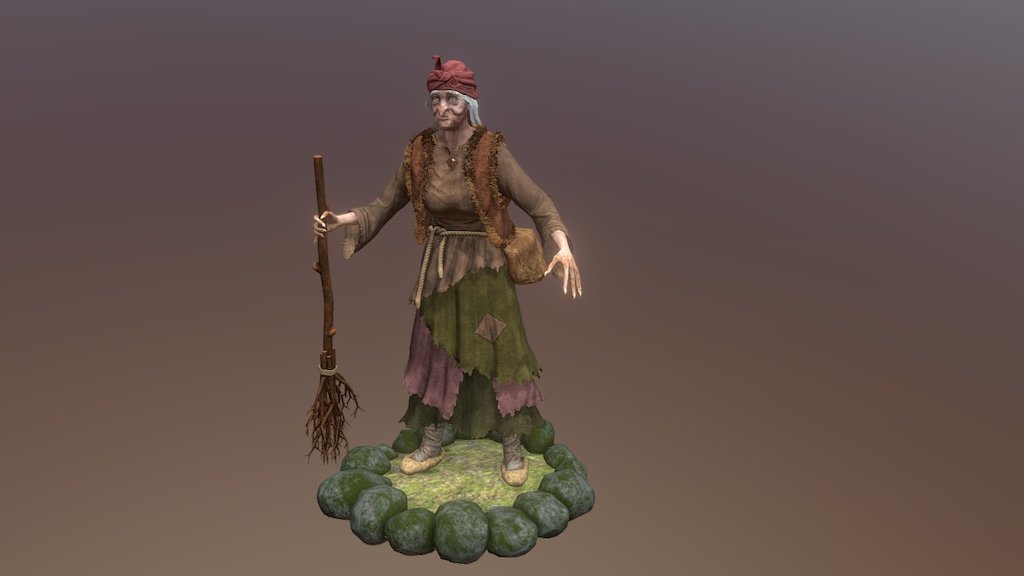 Baba Yaga, character of slavic folklore, guardian of forest and keeper of the bridge, that separates worlds of alive and dead 3d model