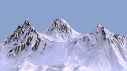Snow valley dame, scene, landscape, terrain, mount, exterior, hill, snow, mountain, valley, ready, pbr, low, poly, rock, environment