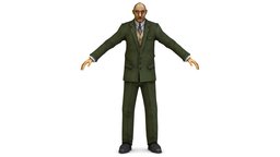 Older Man in Green Suit body, spy, green, shoe, suit, ancient, shirt, people, jacket, pants, thing, foot, judge, color, tie, glasses, old, father, businessman, elderly, clerk, detective, grandfather, troika, shabby, blouse, older, accountant, lawyer, employee, character, low-poly, lowpoly, man, human, olderman, people-models, grey-hair, slouchy
