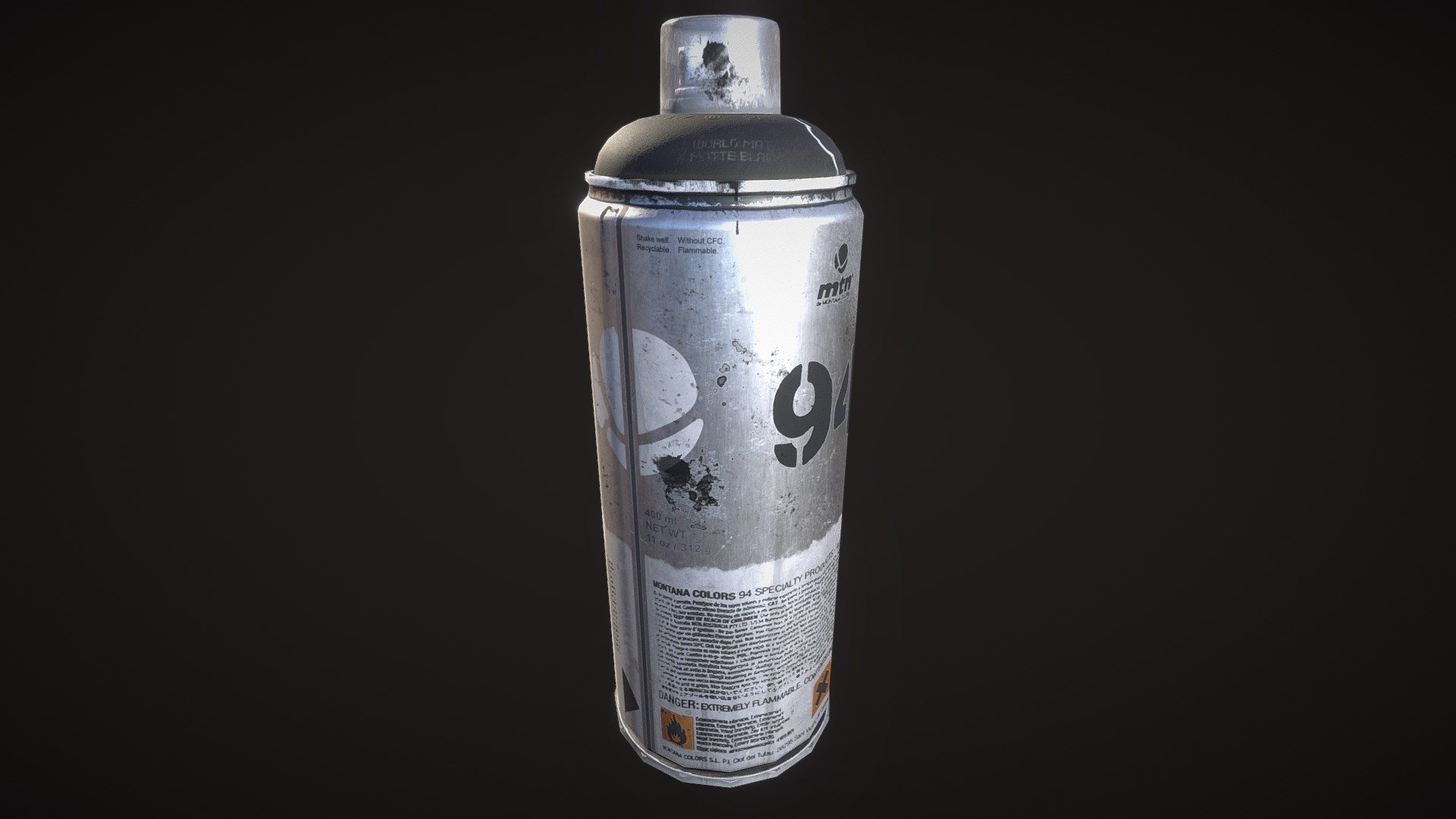 Low-poly game asset of a Montana Spray Can 94.
One material, texture set is 2048px wide.

Done with Maya, Photoshop and Substance Painter 3d model