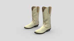 Cowboy Cowgirl Western Boots square, leather, white, fashion, wedding, cowboy, western, shoes, boots, toe, realistic, real, heels, cowgirl, beige, suede, pointed, pbr, low, poly, female, male