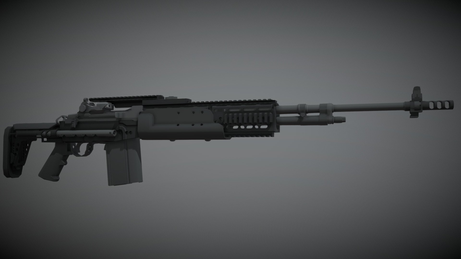 Low-Poly model of the Mk14 Enhanced battle rifle, essentially an M1A or M14 (in this case M14) inside an aluminum chassis made by sage arms.
It has a length and height-adjustible stock, a removable polymer handguard as well as a picatinny sight base mounted on the upper handguard and on the receiver 3d model