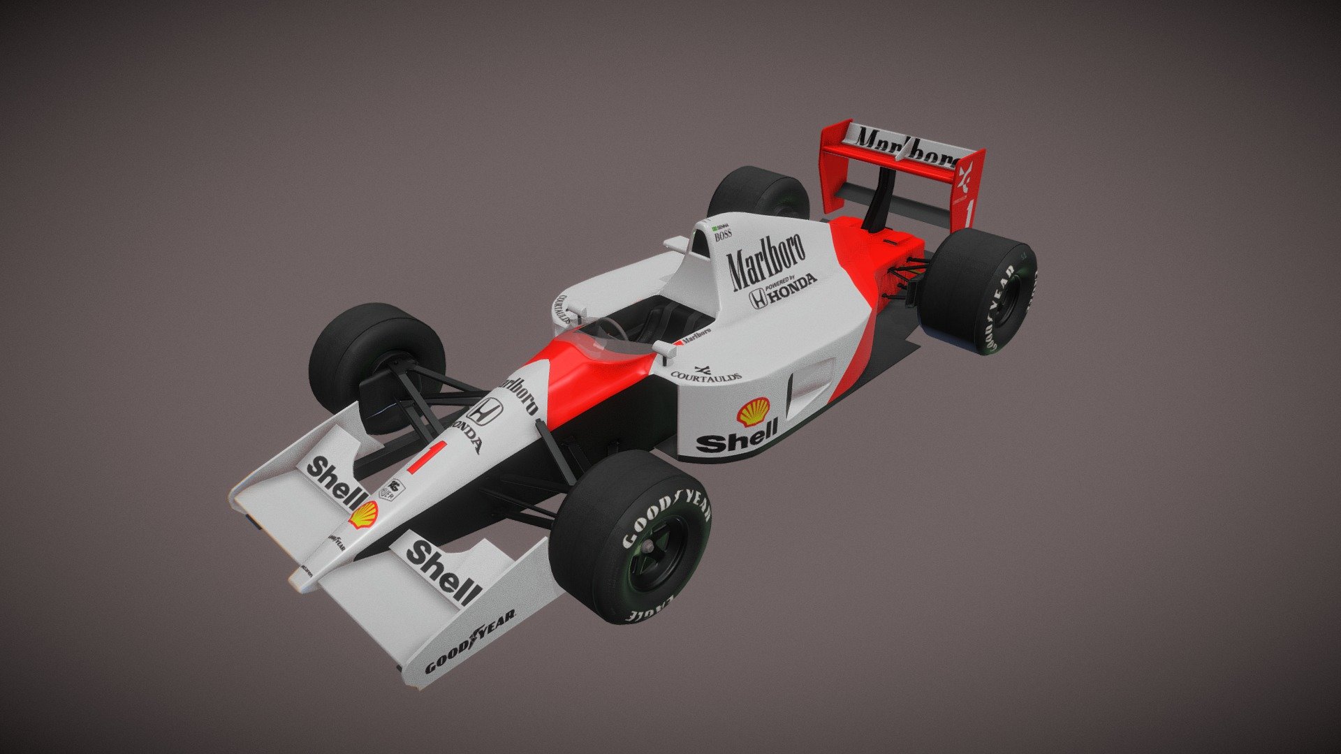 McLaren MP4/6

The McLaren MP4/6 is a Formula One racing car designed by Neil Oatley for use by the McLaren team in the 1991 Formula One season. It was driven by reigning World Champion, Brazilian Ayrton Senna, and Austria's Gerhard Berger 3d model