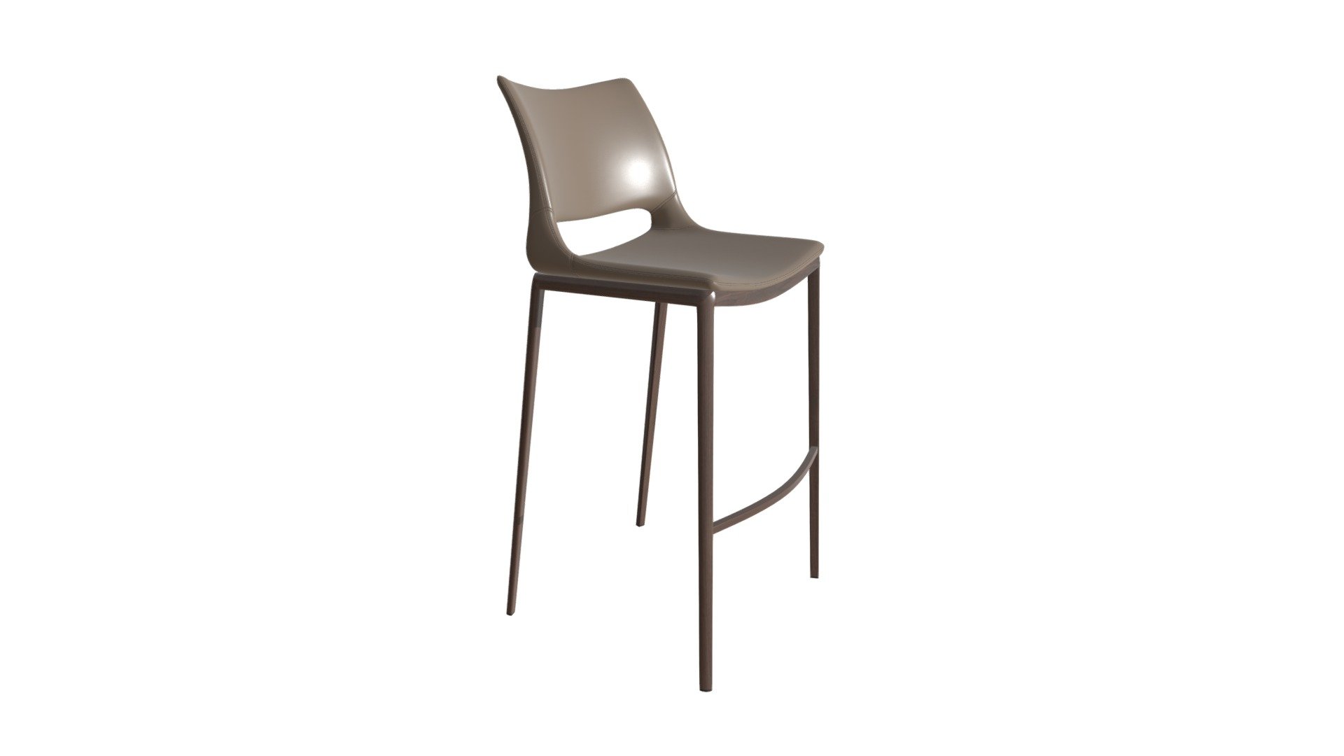 https://zuomod.com/ace-bar-chair-gray-walnut 

Built for comfort, this ergonomic bar chair is the perfect solution for your home or office space. A stainless steel frame in walnut brown plays a supporting role while the built-in curved footrest keeps you firmly planted. Gray faux leather seat deck is sleek and modern, making this bar chair the perfect compliment to any room setting 3d model
