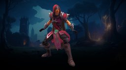 Stylized Human Female Rogue(Outfit) blood, rpg, stealth, fighter, pose, mmo, thief, rts, outfit, moba, stab, handpainted, lowpoly, female, stylized, fantasy, human, dagger, rogue
