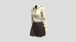 hoodie and skirt fashion, clothes, skirt, hooded, marvelous-designer, fashion-style, hoodie-clothes