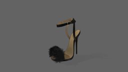 Female Fur Ankle Straps High Heel Sandals Shoes red, high, trim, heel, fashion, girls, clothes, pink, shoes, sandals, straps, fur, ankle, womens, female, black