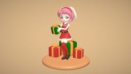 Christmas Niho-chan rabbit, bunny, cute, b3d, santa, xmas, christmas, manga, girl, blender, female, anime