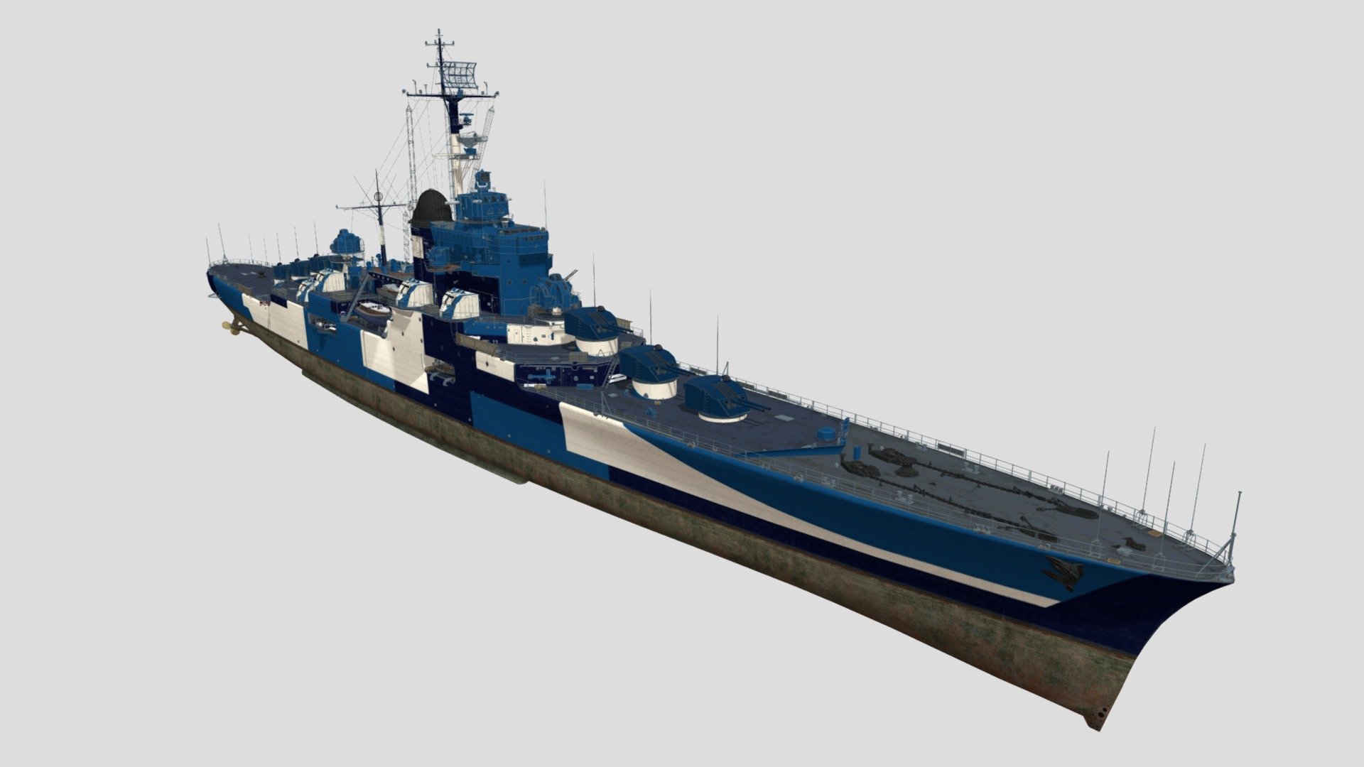 Morocco was Preceded by Colbert anti-air cruiser,She has 6 twin 139mm Dual-Purpose naval guns 3d model