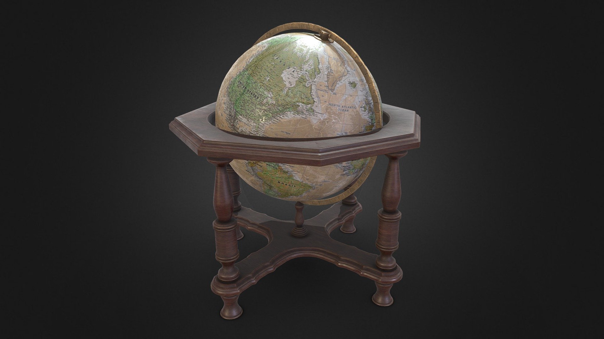 Game ready - Antique Globe - Buy Royalty Free 3D model by Aaron Winnenberg (@winnenbergaaron) 3d model