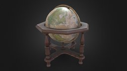 Antique Globe victorian, globe, standing, earth, old, substancepainter, substance