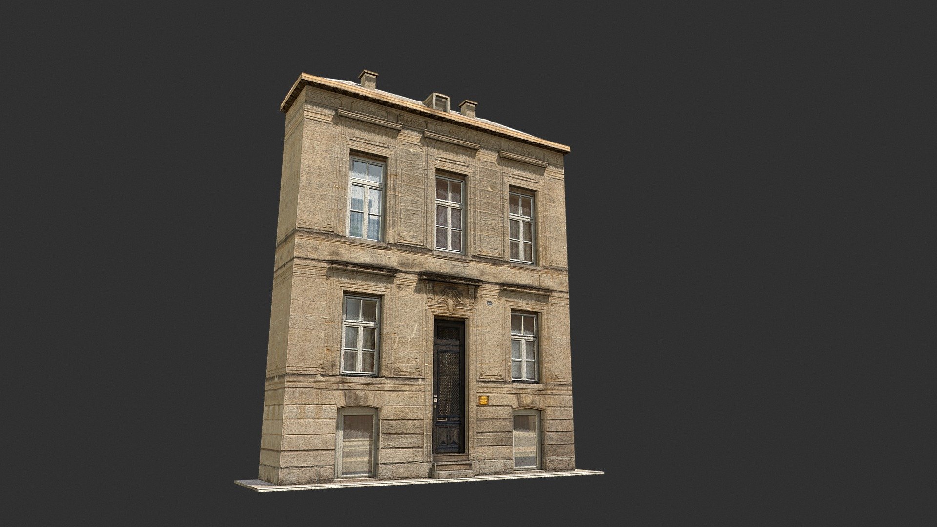 A 3D model of a low poly neoclassical building. Exterior only, no interior 3d model