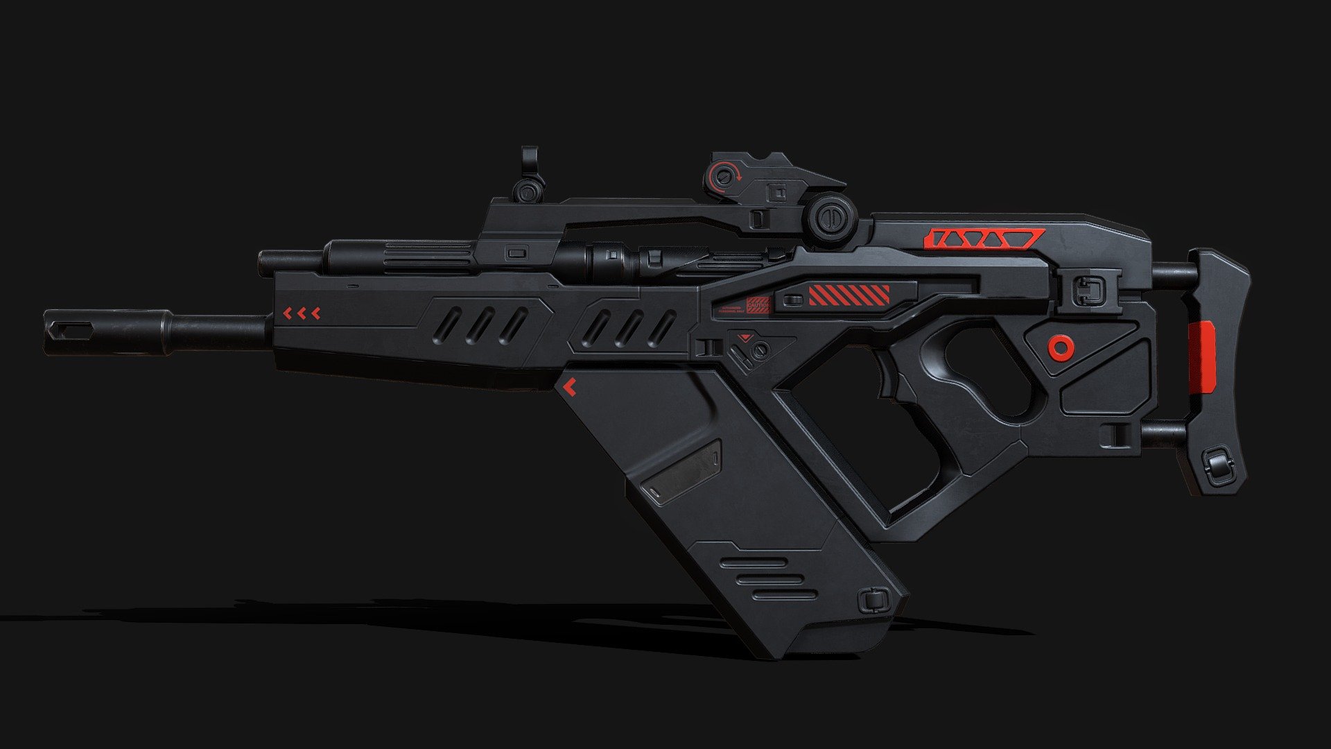 A futuristic submachine gun model, made with Blender + Substance Painter.

4k textures with chamfered normals, free to use 3d model