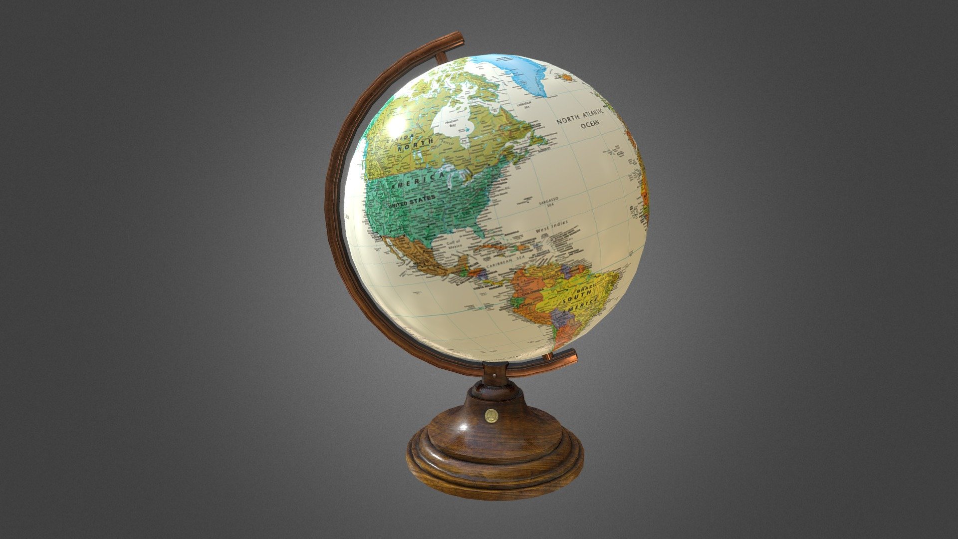 Globe  Low Poly



This is a 3D model of a classic globe

Modeled in 3dsmax and textured in SP


Formats:



Fbx


Textures:



Texture Pack - Unity Metallic

Texture Pack - Unreal 4

PBR MetalRough
 - Classic Globe - Buy Royalty Free 3D model by EdwS (@edwrow) 3d model