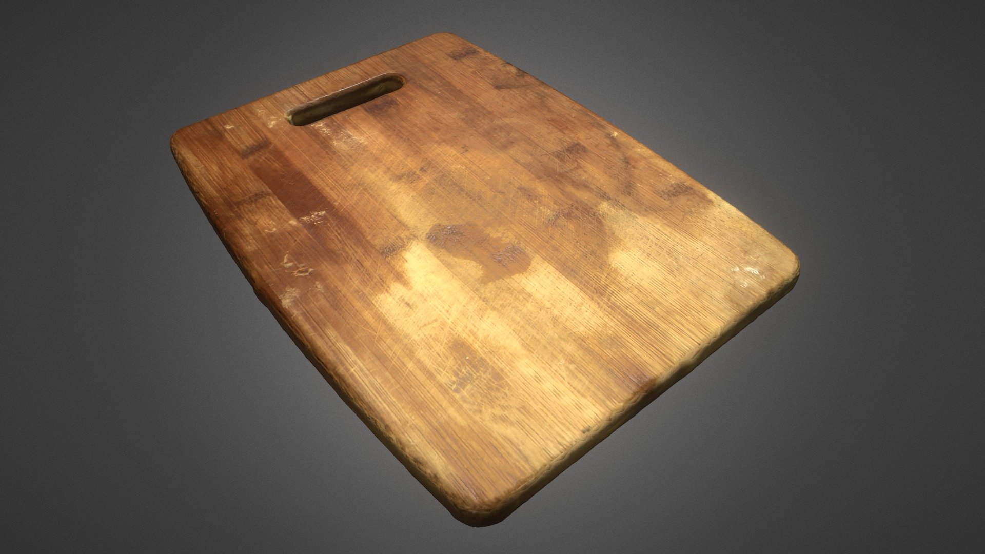 3D scanned cutting board. Its nice and worn in. Really nice variation in the texture. 

Comes with 

3D




.obj

.fbx.

.max (2020)

2D




DIFFUSE

NRM

ROUGHNESS

If you run into any issues please reach out and I will get back to you ASAP




REO CS
 - Worn cutting board - Buy Royalty Free 3D model by Reo Creative Scanning (@ReoCreativeScanning) 3d model