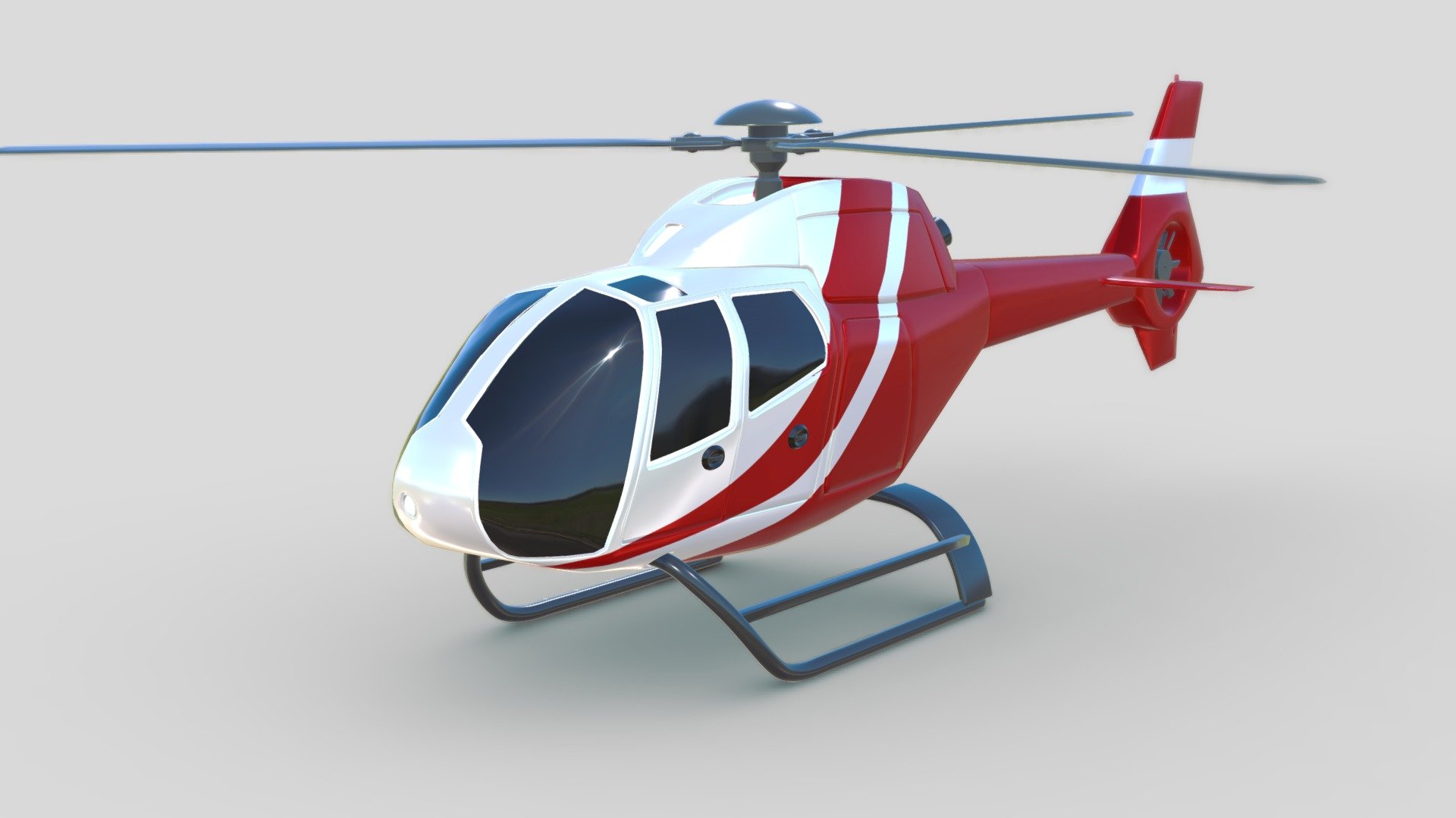 Not vey accurate,but pretty detailed exterior 3d model of Eurocopter Colibri EC-120B civil helicopter.Model created with blender3d 2.76 version.Renderings in my image previews were created with blender internal render.Objects named by object and by material.There are no interior objects for this product.3d model consists of main fuselage,sledges parts and by rotor blade parts.Also there are stabilizator parts at the tail of the helicopter.There is one texture for fuselage with red stripe details as decoration part.Texture for the fuselage is png 2050x2050px.Doors and handles are jointed,and you can't open it.Enjoy my product,I hope so it will be useful for yours projects.

3ds file 
verts: 232914 
polys: 77638

obj file 
verts: 45317 
polys: 77638

Checked with GLC player - Eurocopter Colibri EC-120B civil helicopter - Buy Royalty Free 3D model by koleos3d 3d model