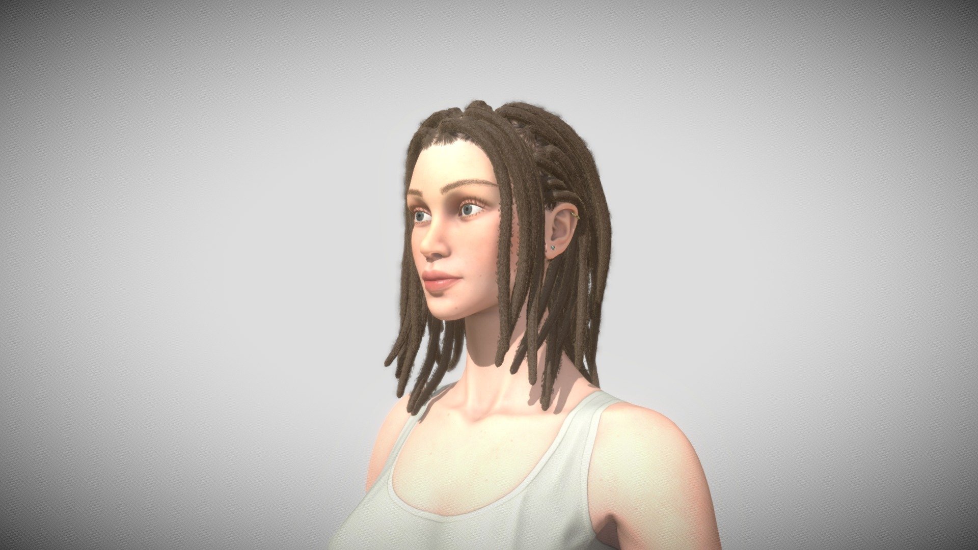 Manually created female bust and dreads.
 I used Blender for sculpting and modeling, Substance Painter for texturing.
 - Dreadlock Girl - 3D model by Stan (@Stas_SayHallo) 3d model