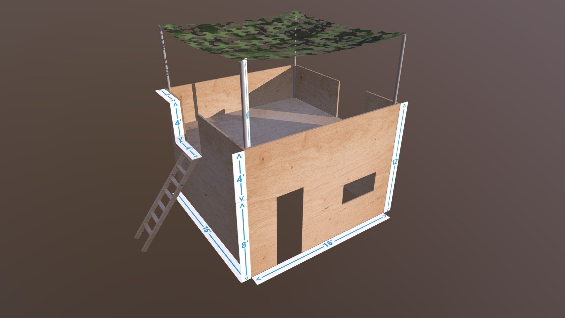 Another first pass at an airsoft structure I plan to build 3d model