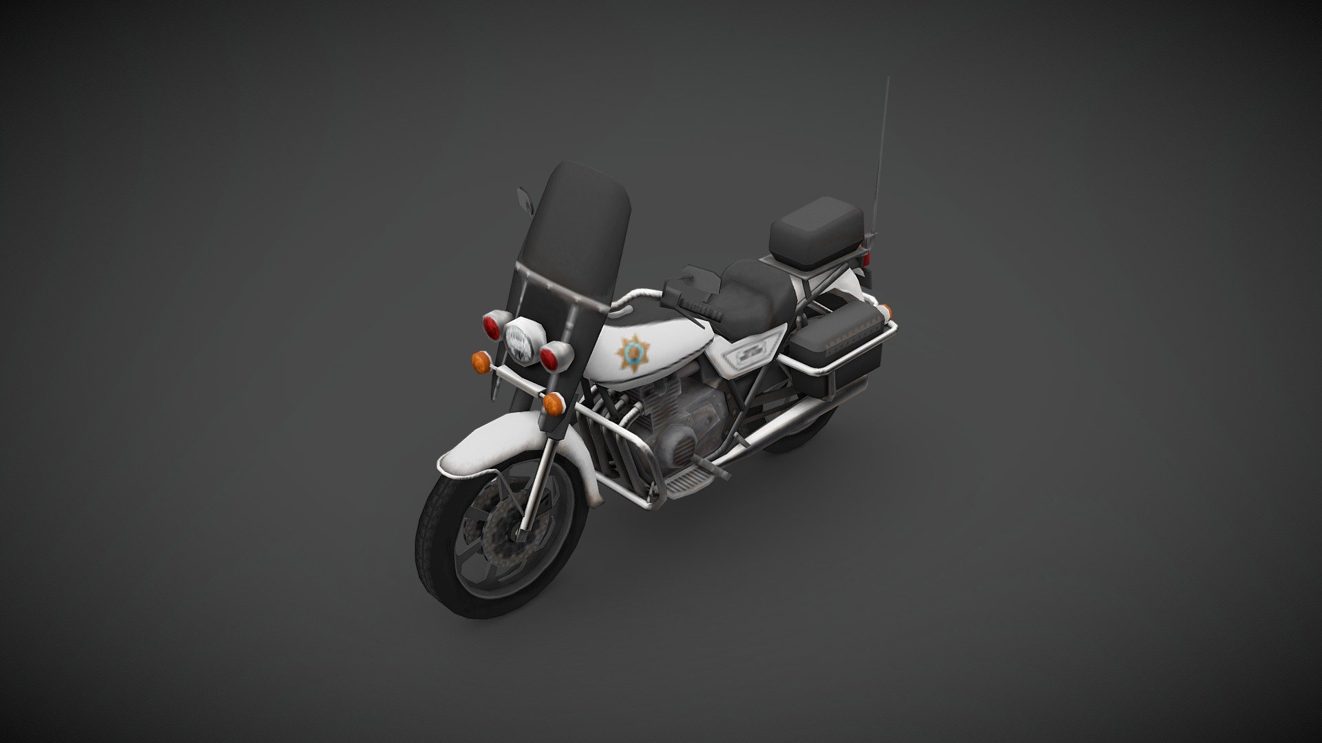 Showcase of a 1980 Kawasaki Kz1000 Police from TV show CHiPs, I've made it for project ZOMBOID, low poly but with a high detail texture, optimized for the game engine. This version is not a 100% true to the original since there are some compromises I’ve had to make to present it here.

You can find the actual version in project ZOMBOID STEAM Workshop 3d model
