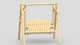 Wooden Swing Chair 02 wooden, bench, garden, exterior, children, double, equipment, swing, furniture, vr, park, ar, single, porch, outdoor, seating, playground, rest, realistic, yard, backyard, furnishings, game, 3d, chair, low, poly, house, wood
