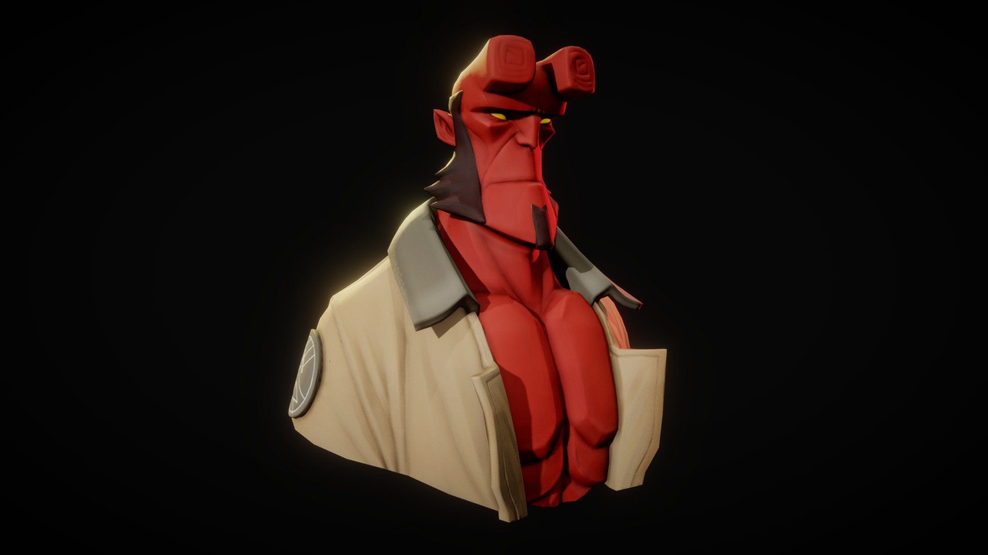 Heres a stylized Hellboy made for StylizedBustChallenge. made in blender 3d model