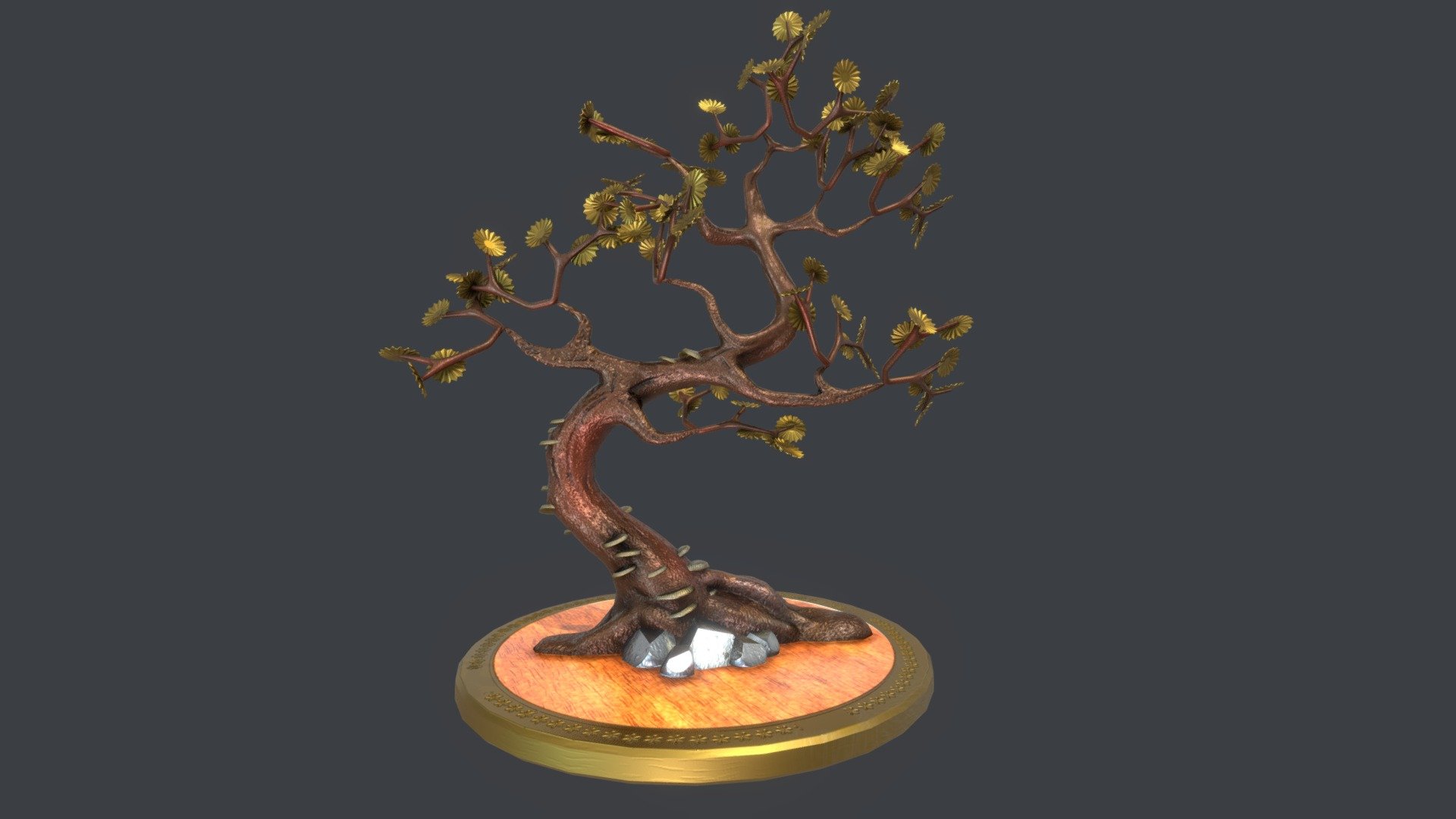 made using blender, Substance Painter.  A cool table top ornament to assist in the finer details of furnishing a scene.  Great model to be placed on a desk, coffee table, bookshelf and other surface areas to accent your scene - Tree Ornament - Download Free 3D model by Rakshaan 3d model