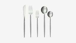 Flatware set 01 set, fork, spoon, eat, metal, kitchen, tableware, dining, cutlery, flatware, knife, 3d, pbr, steel