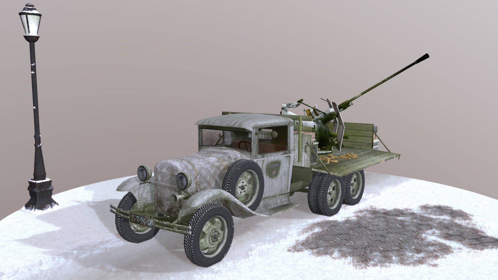 Truck Russian GAZ AAA with Anti Aircraft Gun - 3D model by Rudolf Rednose (@rudolf-rednose) 3d model