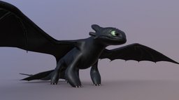 Toothless httyd, toothless, howtotrainyourdragon, nightfury, hiccup, substancepainter, substance, maya, character, handpainted, game, creature, zbrush, dragon