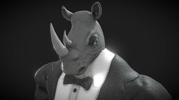 Dapper Rhino Bust sculpt, rhino, 3d, bust, zbrush