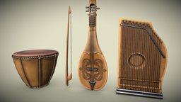 Musical instruments PBR game ready 3D model Low-