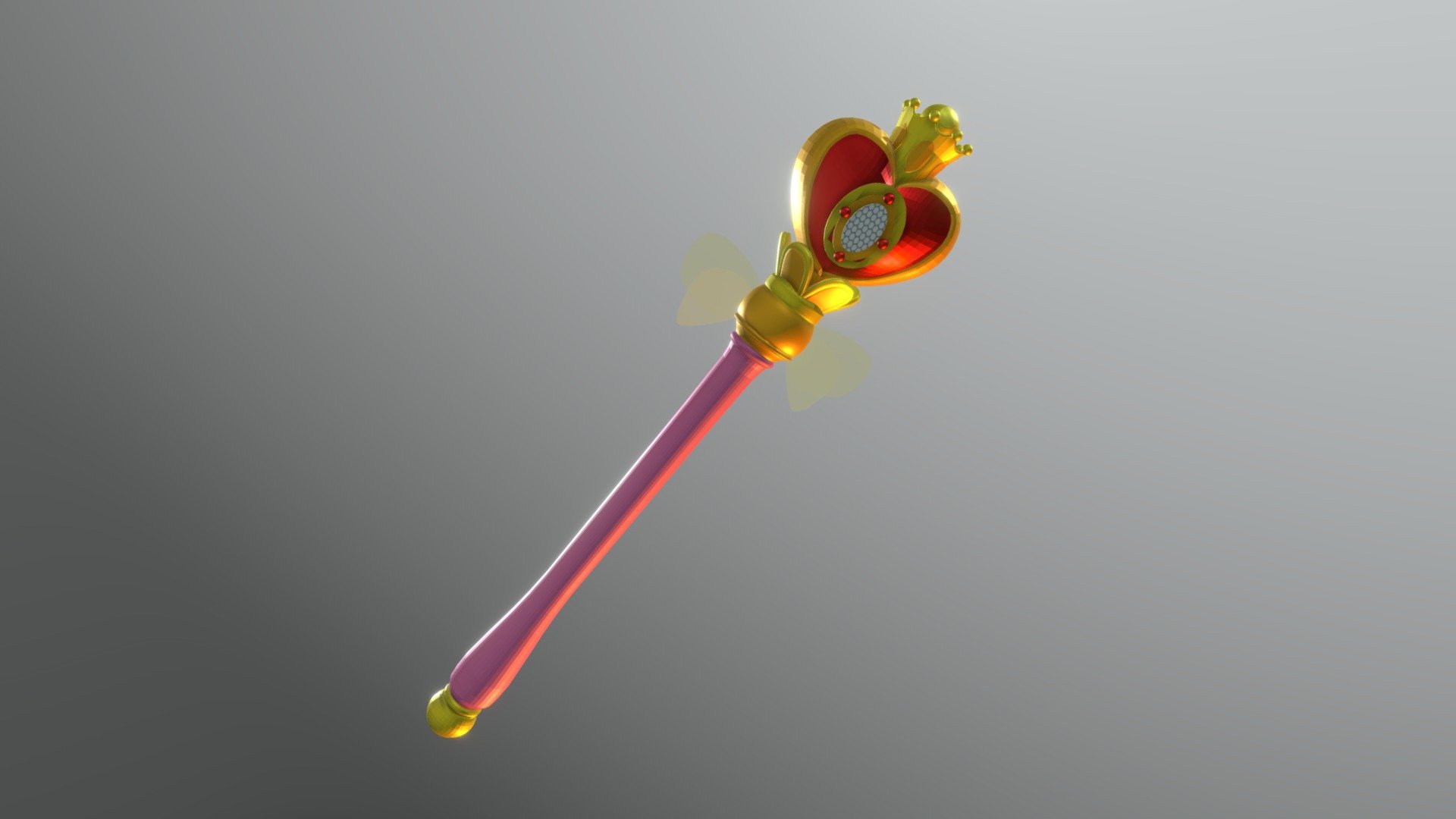 Sailor Moon was the first anime I ever watched and really shaped me as a kid. Even as an adult, I love the look of it. This wand is called Spiral heart Moon rod. The model owns a lot of the design marks from this artwork at deviantart:

 - Spiralheart Moon Rod - 3D model by AVahlstrom 3d model