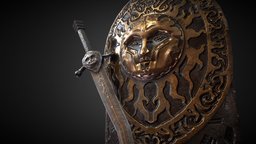 For Honor Vortiger-The Black Sun Set ubisoft, sun, crusade, forhonor, decorate, game, sword, shield, gold, steel