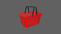 Plastic shopping basket red, basket, cart, shopping, store, market, buy, grocery, carry, commerce, customer, shop, container, plastic