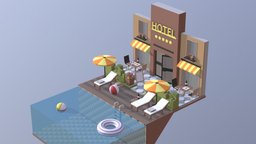 Hotel hotel, pool, isometric, maya